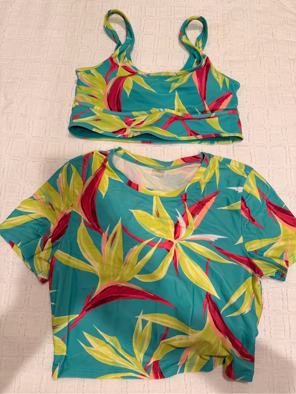Old Navy Turquoise Crop Top Cover Up and Bikini Top